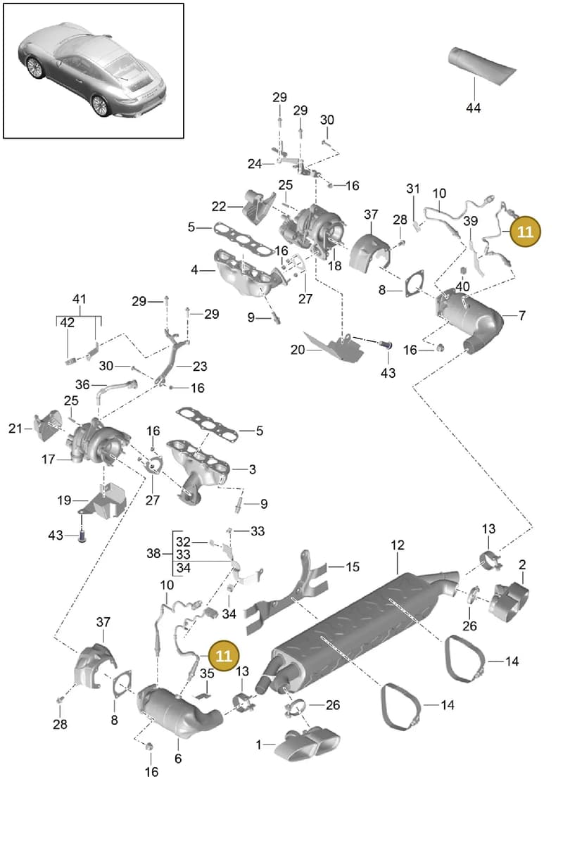 9P1254450E — Porsche 911 (2013-2020) diagram p42202000, position 11