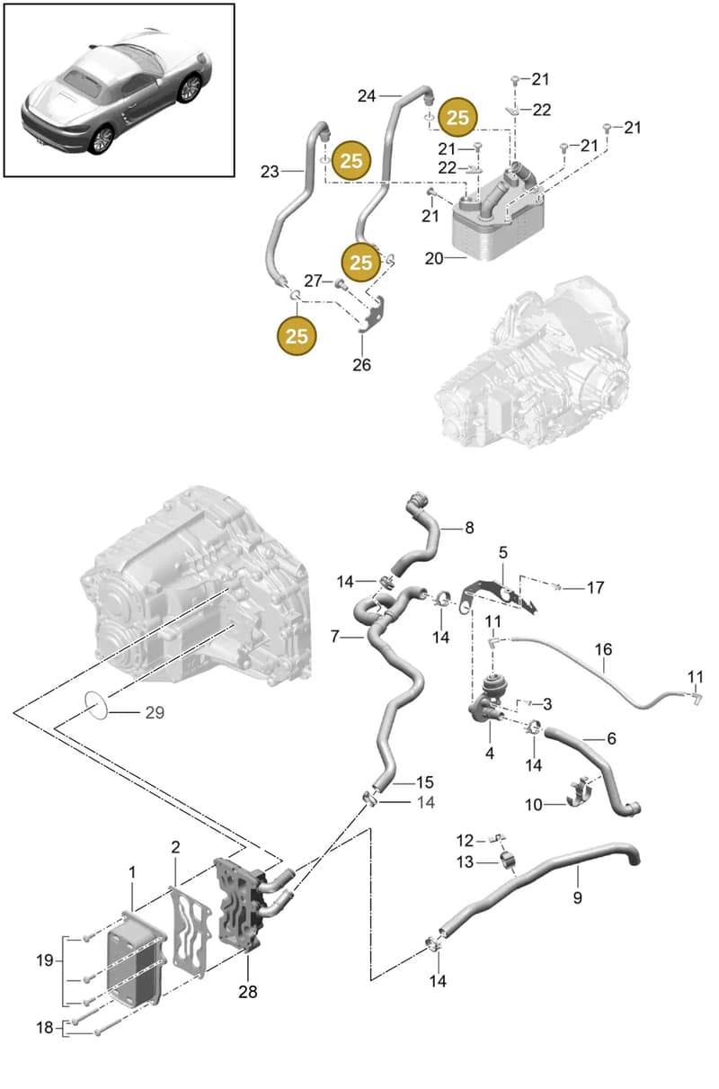 9P1301185A — Porsche Boxster (2016-2019) diagram p48360000, position 25