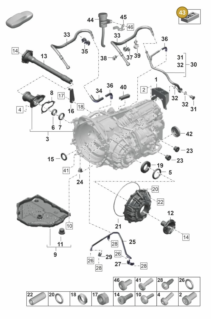 9P1331101 — Porsche 911 (2021-2022) diagram p59302100, position 43