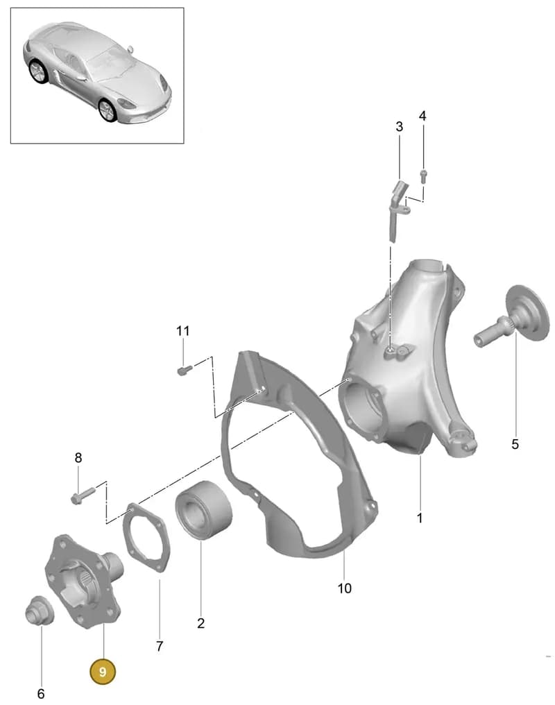 9P1407615 — Porsche Cayman (2016-2019) diagram p50401020, position 9