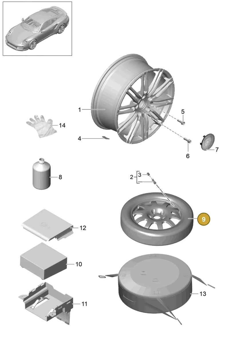 9P1601349AMH0 — Porsche 911 (2013-2020) diagram p42601000, position 9
