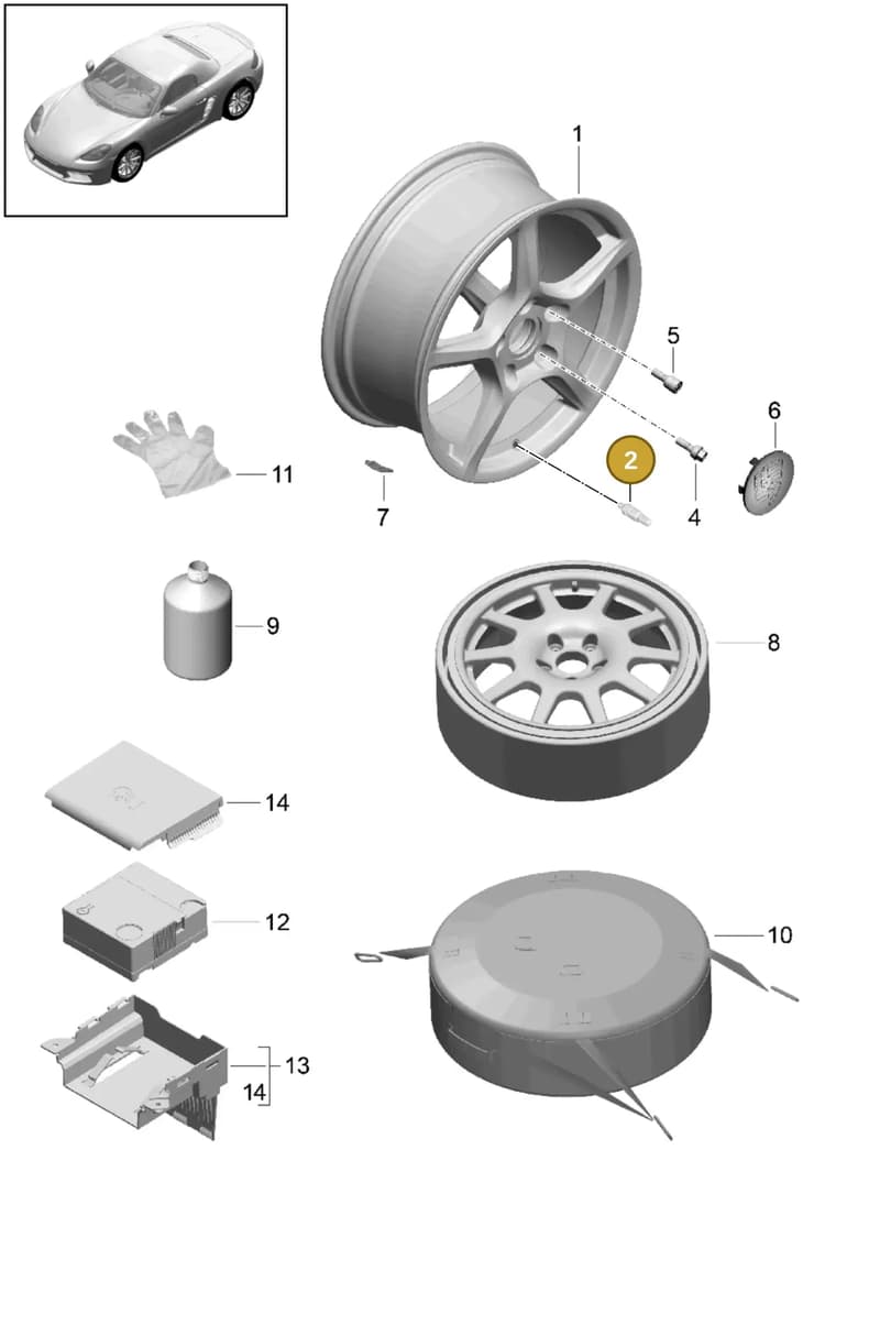 9P1601361D — Porsche Boxster (2016-2019) diagram p48601000, position 2
