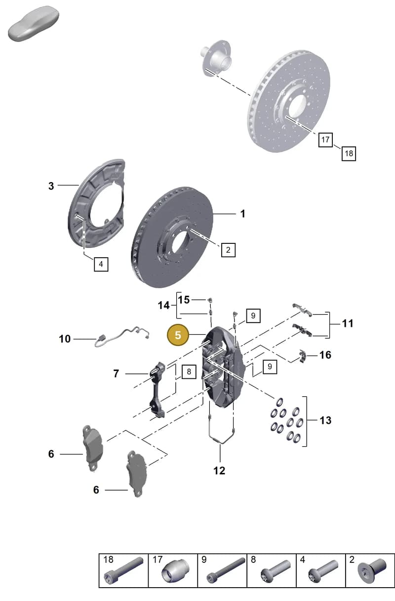 9P1615124S — Porsche 911 (2018-2024) diagram p57602000, position 5