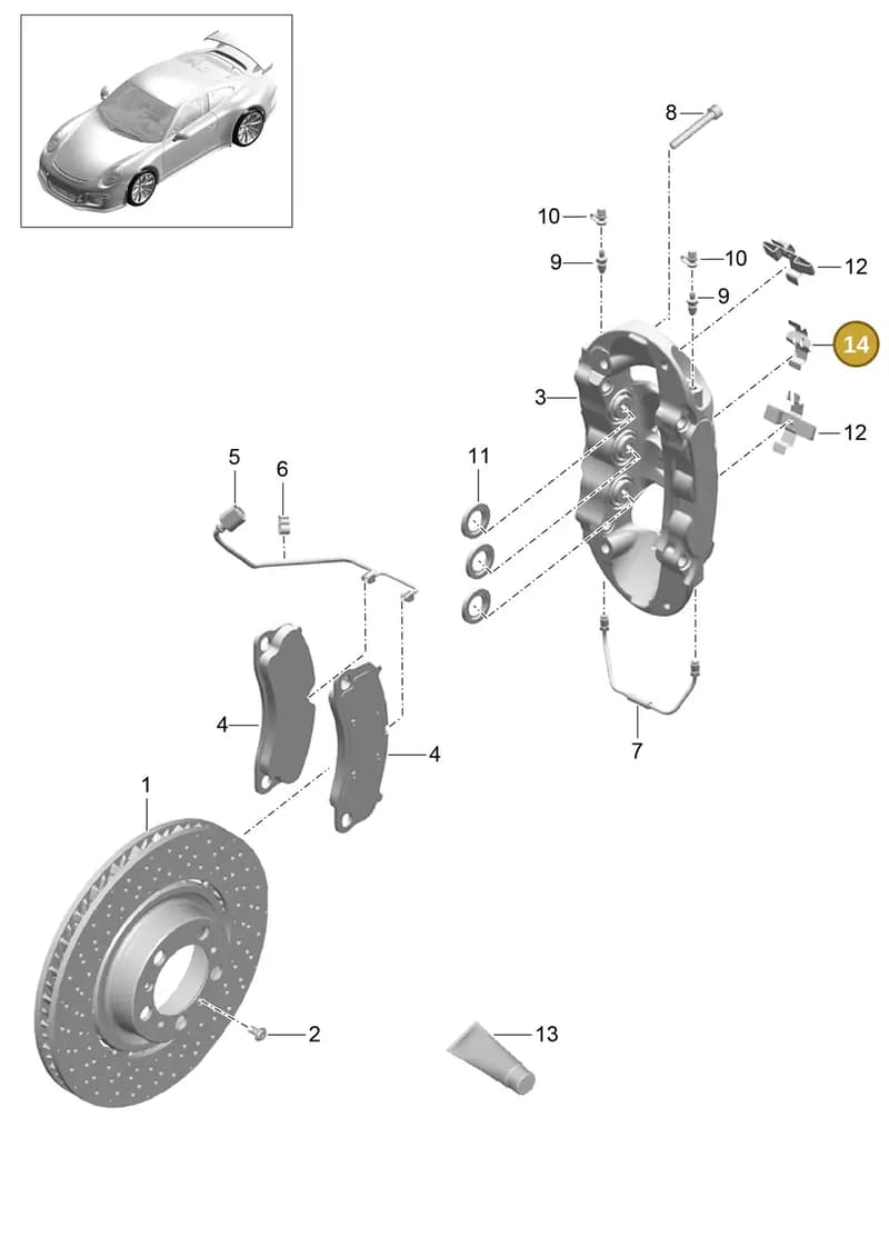 9P1615133A — Porsche 911 (2013-2020) diagram p41602000, position 14