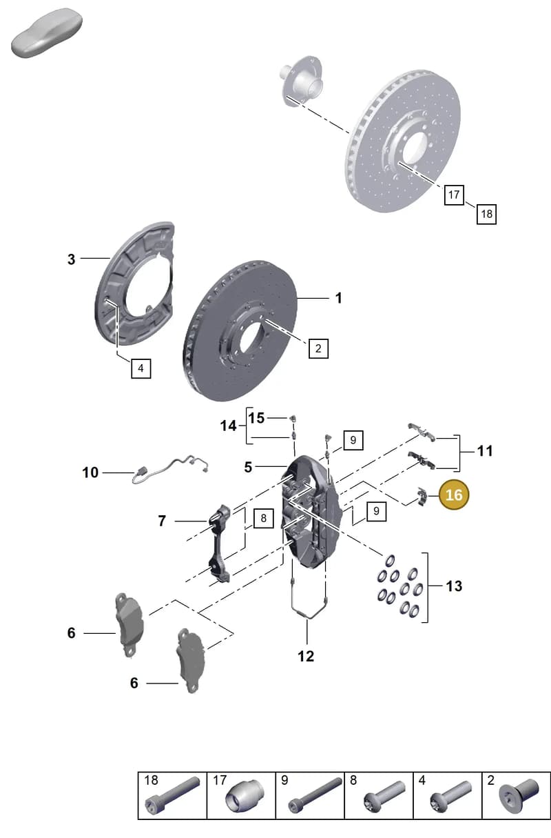 9P1615133A — Porsche 911 (2020-2022) diagram p57602000, position 16