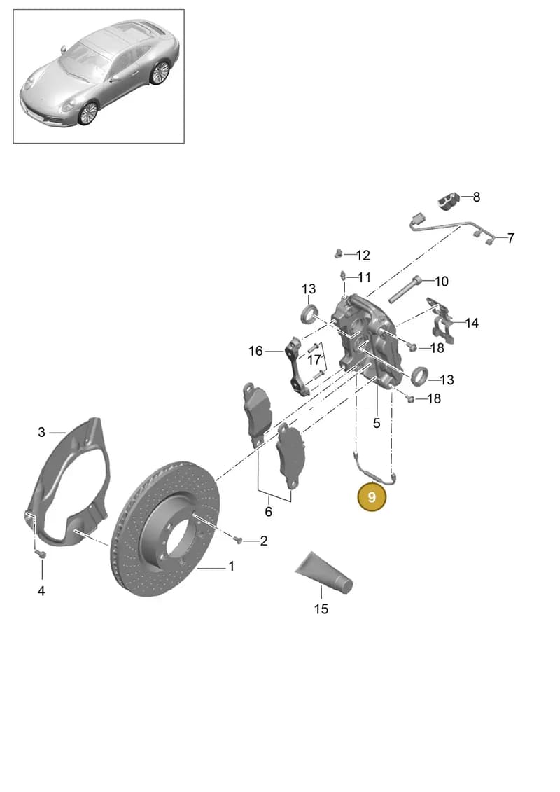 9P1615175 — Porsche 911 (2016-2019) diagram p47602000, position 9