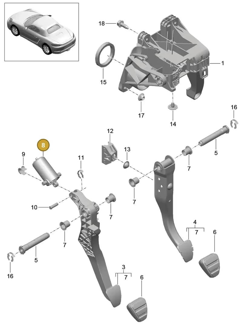 9P1721911A — Porsche Boxster (2016-2019) diagram p48702000, position 8