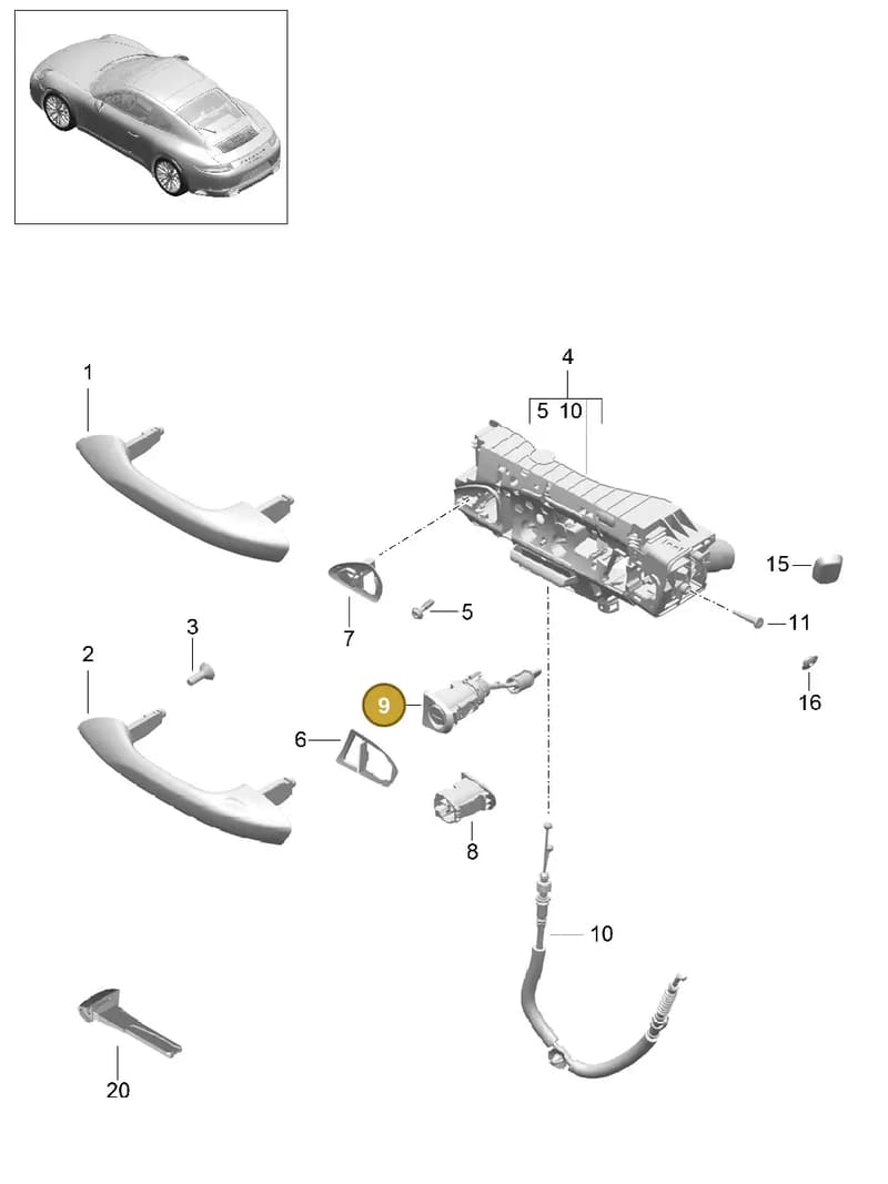 9P1800375C — Porsche 911 (2016-2019) diagram p47804020, position 9