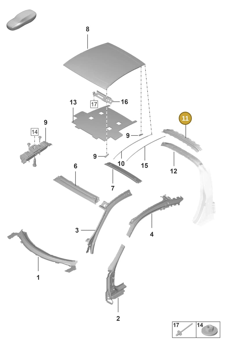 9P1817307AYGRV — Porsche 911 (2018-2024) diagram p53801450, position 11