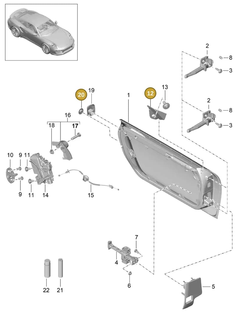9P1837111A1E0 — Porsche GT2 RS Clubsport (2013-2020) diagram p42804000, position 12+20