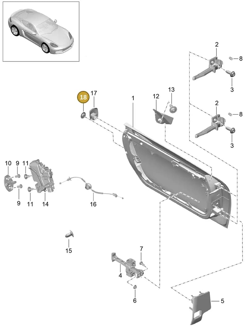 9P1837111A1E0 — Porsche Cayman (2016-) diagram p50804000, position 18