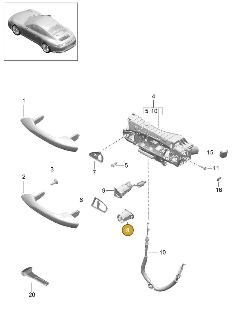 9P1837469 — Porsche 911 (2016-2019) diagram p47804020, position 8