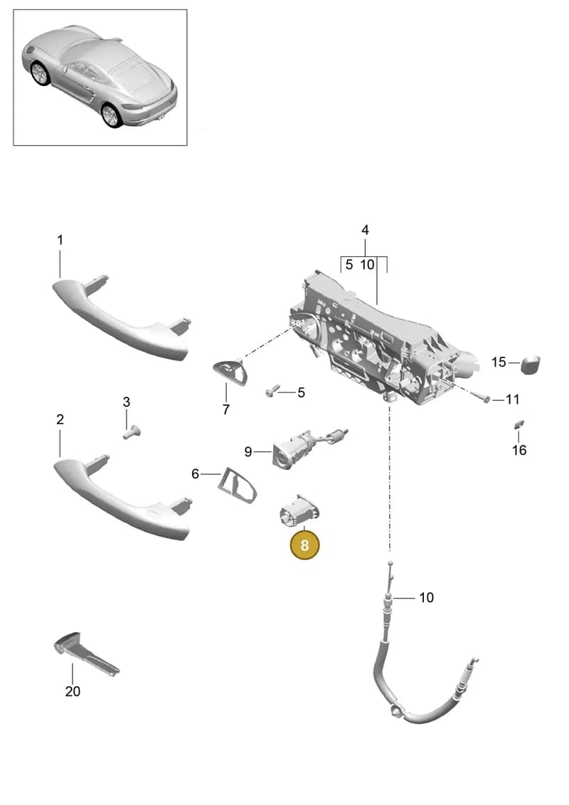 9P1837469 — Porsche Cayman (2016-2019) diagram p50804020, position 8