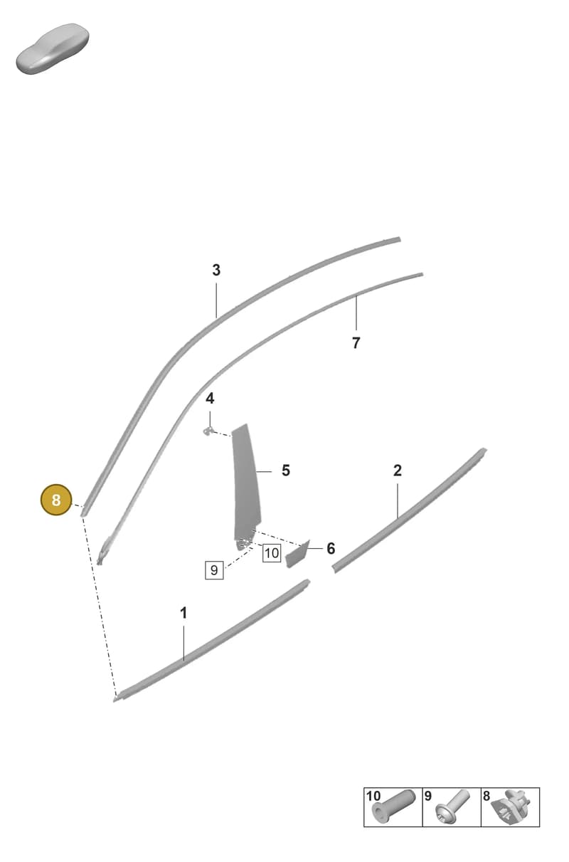 9P1853139 — Porsche Taycan Sport Turismo (2023-2025) diagram p56810100, position 8
