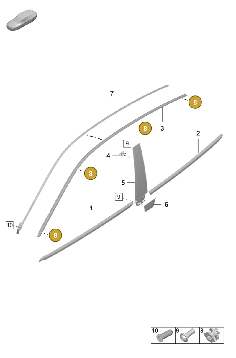 9P1853139 — Porsche Taycan Sport Turismo (2023-2025) diagram p56810150, position 8