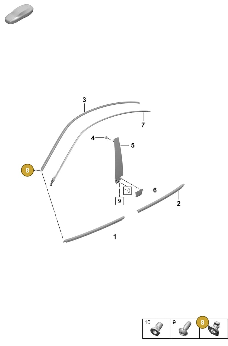 9P1853139 — Porsche Taycan Sport Turismo (2023-2025) diagram p64810100, position 8