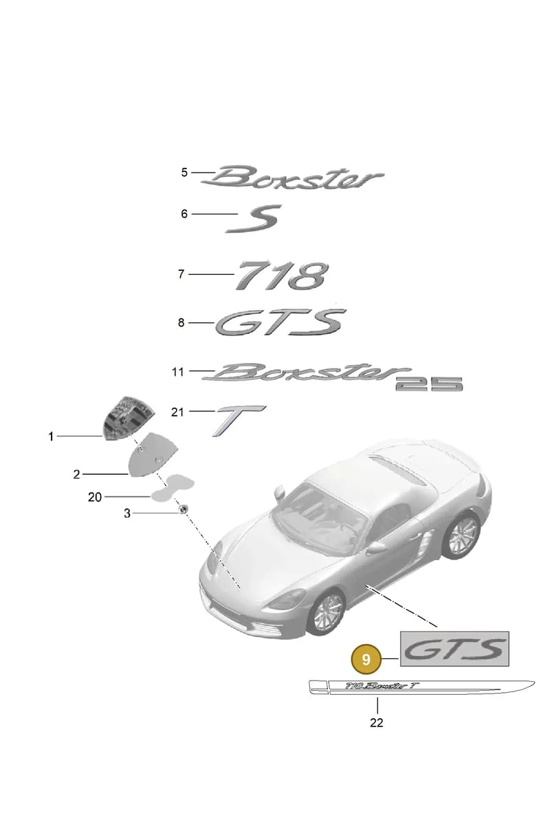 9P1853155 — Porsche Boxster (2016-2019) diagram p48810000, position 9