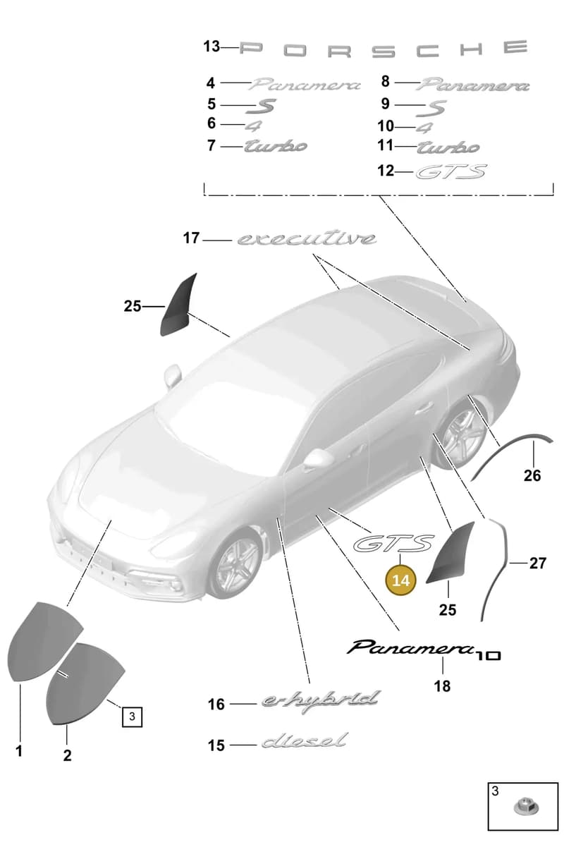 9P1853155 — Porsche Panamera (2016-2020) diagram p49810000, position 14