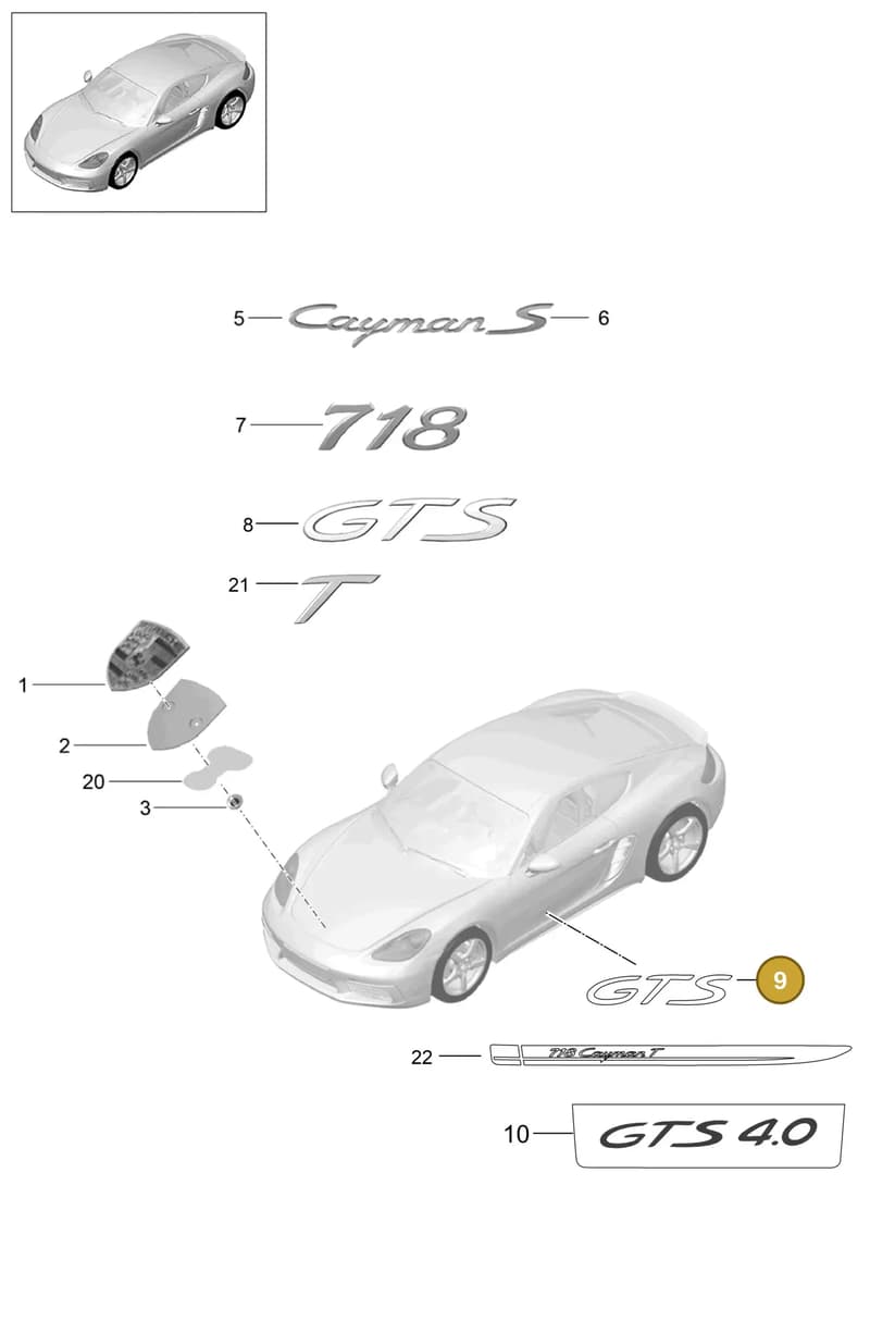 9P1853155 — Porsche Cayman (2016-2019) diagram p50810000, position 9