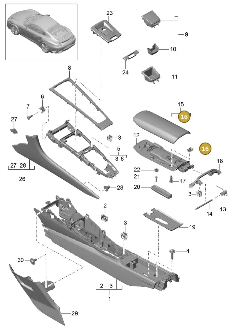 9P1857151B7F0 — Porsche 911 (2013-2020) diagram p42809020, position 16