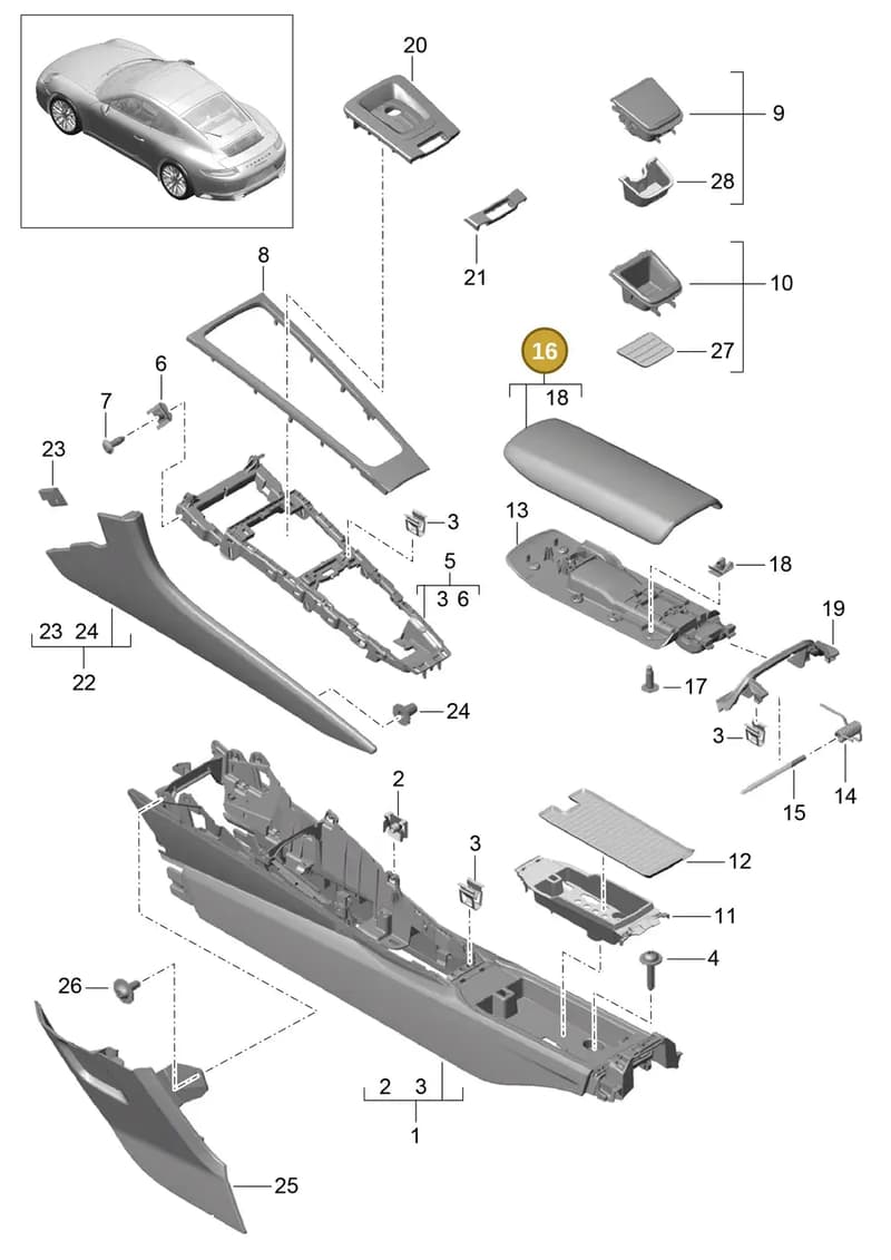 9P1857151B7F0 — Porsche 911 (2016-2019) diagram p47809020, position 16