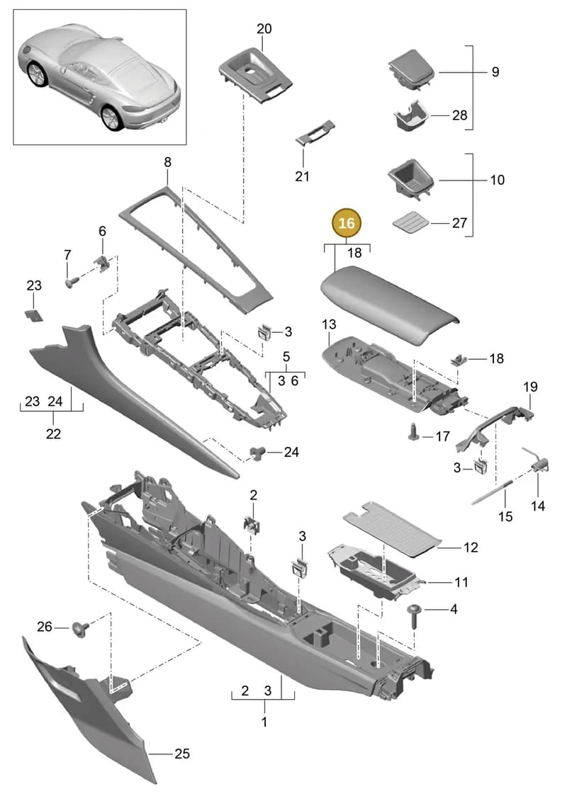 9P1857151B7J0 — Porsche Cayman (2016-) diagram p50809020, position 16