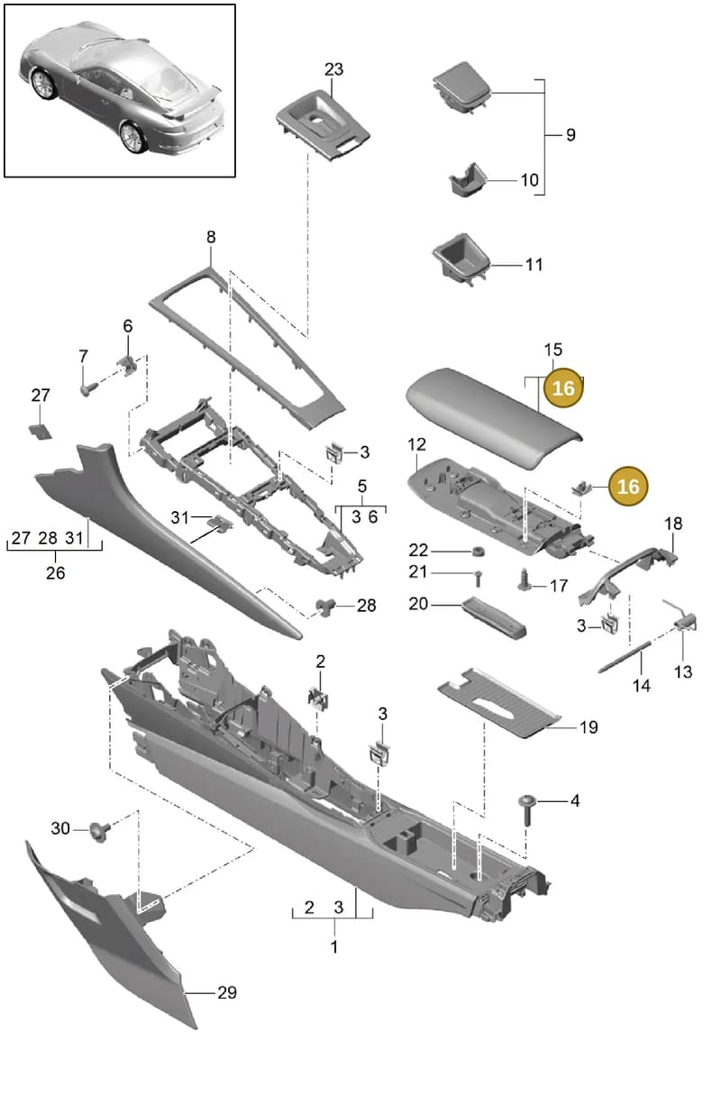 9P1857151BOH7 — Porsche 991 R (2013-2020) diagram p41809020, position 16