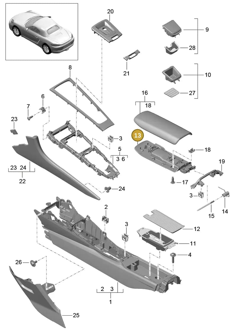 9P18574791E0 — Porsche Boxster (2016-) diagram p48809020, position 13