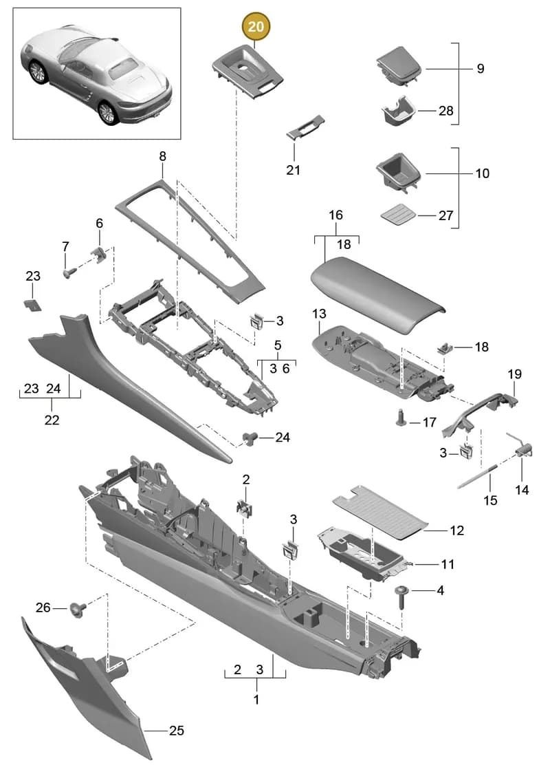 9P1858401ADRZ — Porsche Boxster (2016-2019) diagram p48809020, position 20