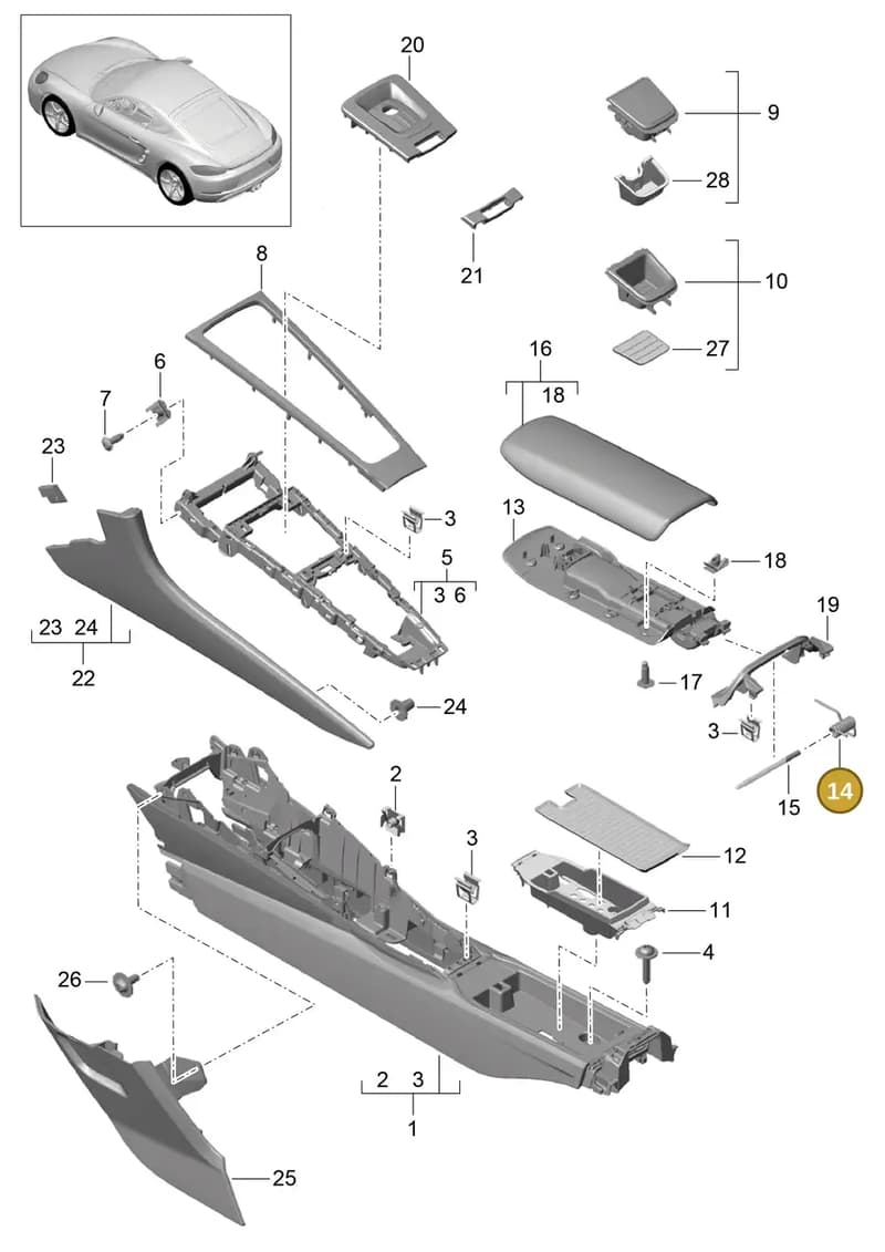 9P1858989 — Porsche Cayman (2016-2019) diagram p50809020, position 14