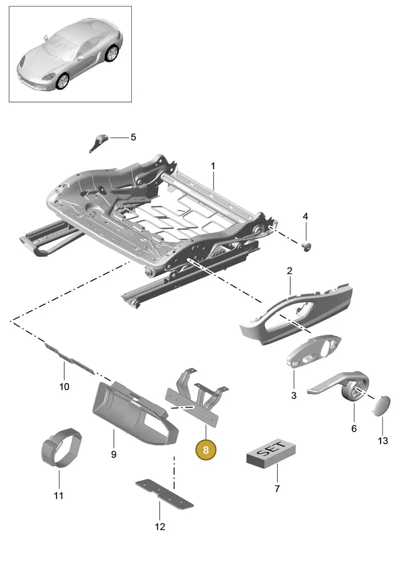 9P1860232A — Porsche Cayman (2016-2019) diagram p50817008, position 8