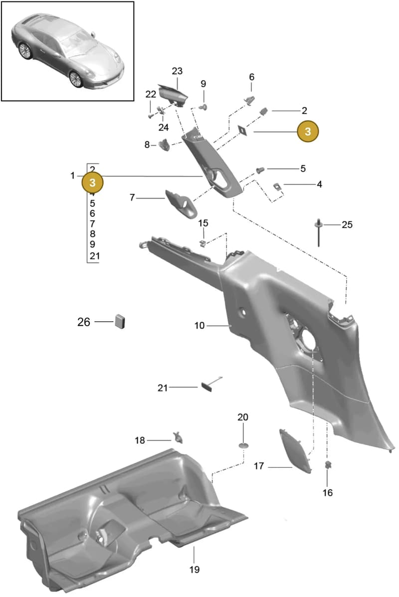 9P1863275 — Porsche 911 (2016-2019) diagram p47807020, position 3