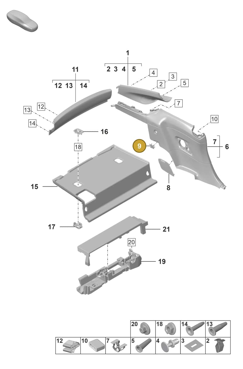 9P1867109B1E0 — Porsche 911 (2018-2024) diagram p53807250, position 9