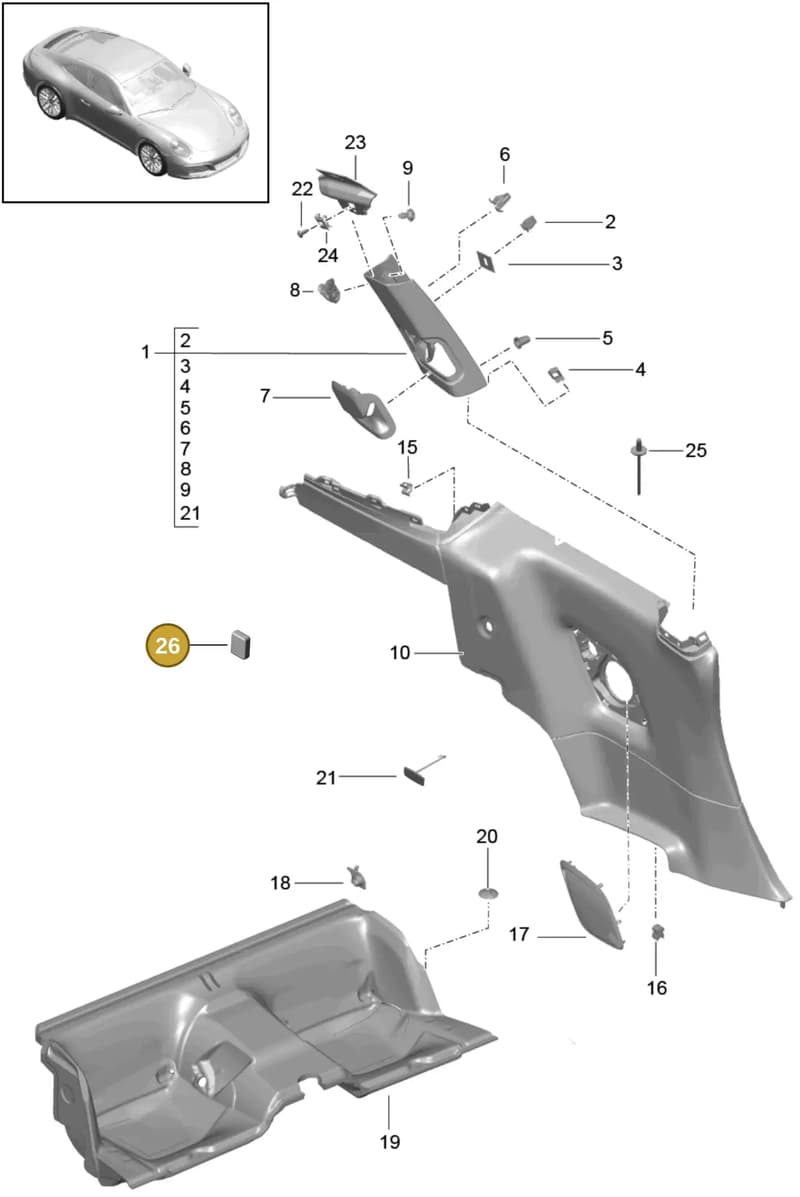 9P1867140 — Porsche 911 (2016-2019) diagram p47807020, position 26