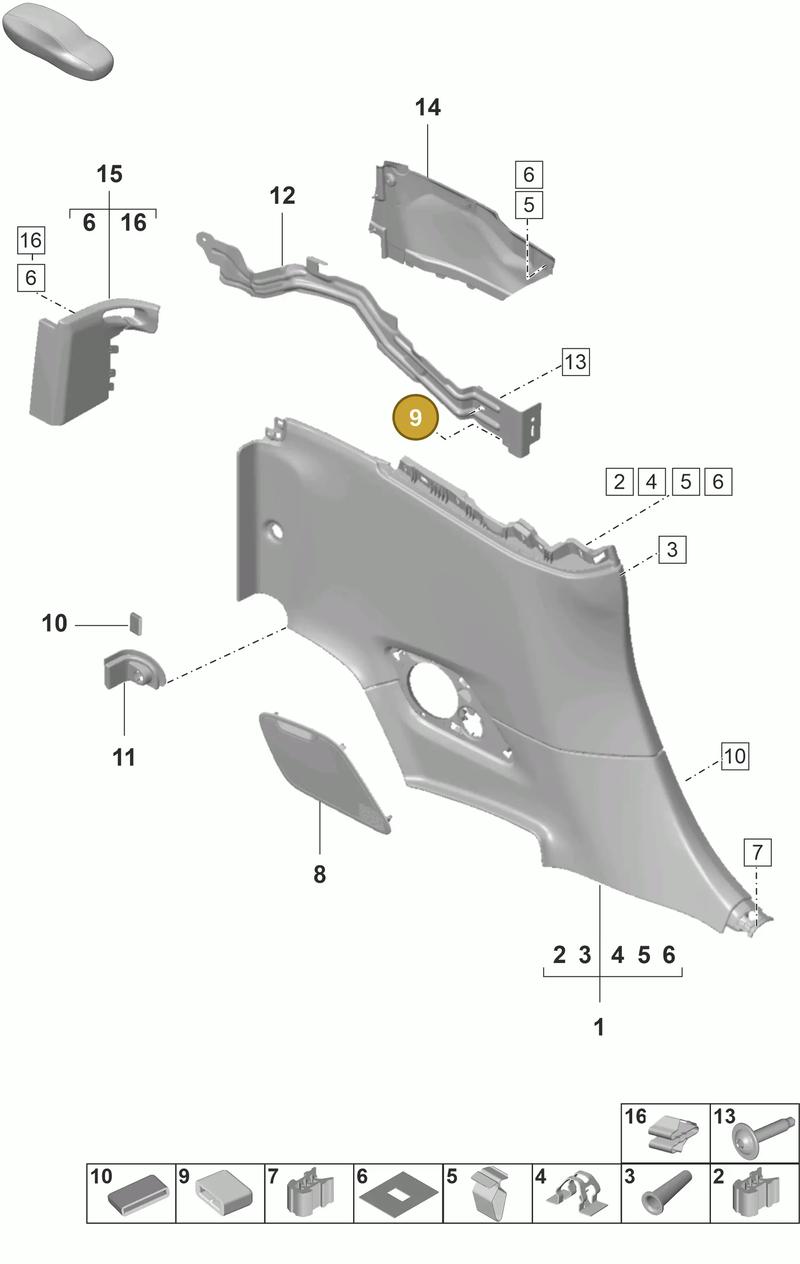 9P1867140 — Porsche 911 (2024-2025) diagram p53807320, position 9