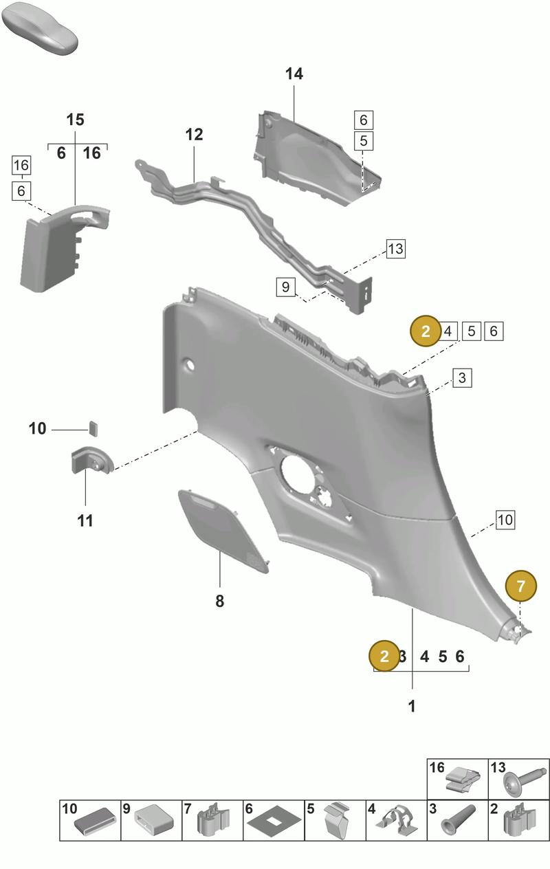 9P1867639 — Porsche 911 (2024-2025) diagram p53807320, position 2+7