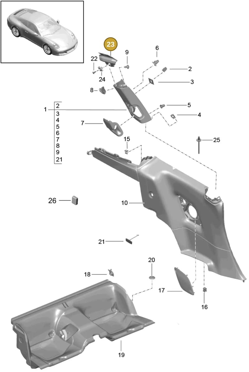 9P1868785 — Porsche 911 (2016-2019) diagram p47807020, position 23