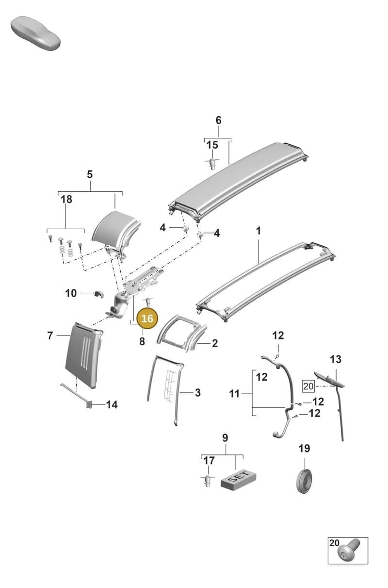 9P1871291 — Porsche 911 (2024-2025) diagram p53811410, position 16