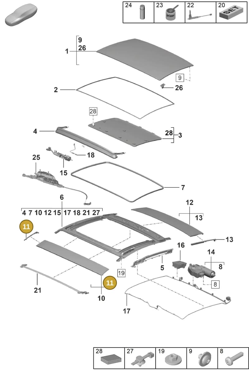 9P1877439A — Porsche 911 (2024-2025) diagram p53811000, position 11