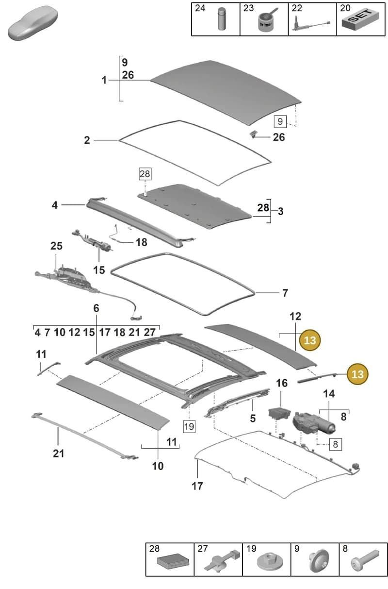 9P1877460A — Porsche 911 (2024-2025) diagram p53811000, position 13
