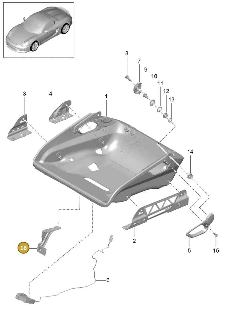 9P1881150 — Porsche Boxster Spyder (2019-2020) diagram p46817064, position 16