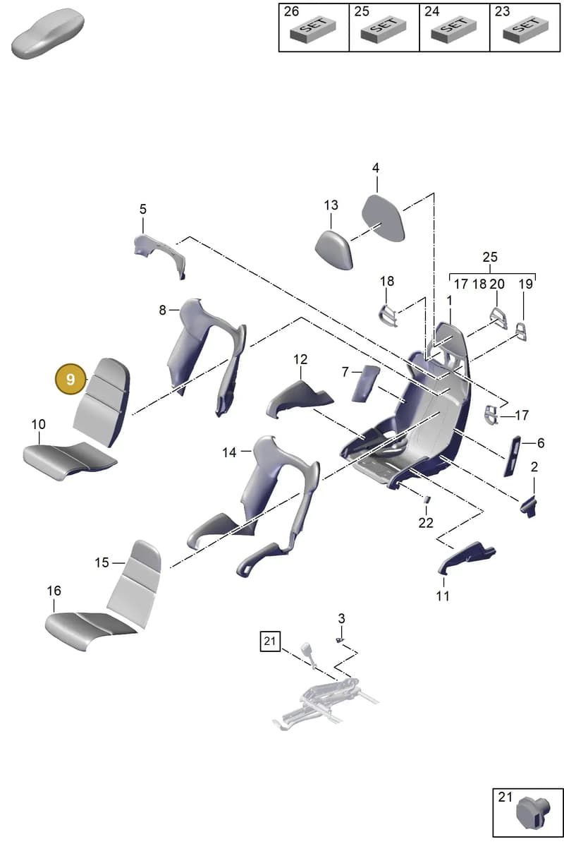 9P1881551 — Porsche 911 (2021-2022) diagram p57817340, position 9