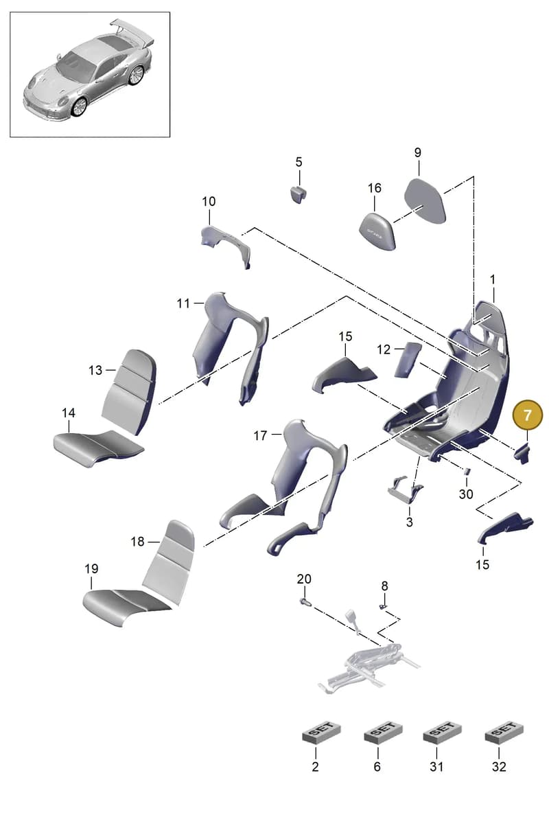 9P18818678YR — Porsche GT2 RS Clubsport (2013-2020) diagram p42817010, position 7
