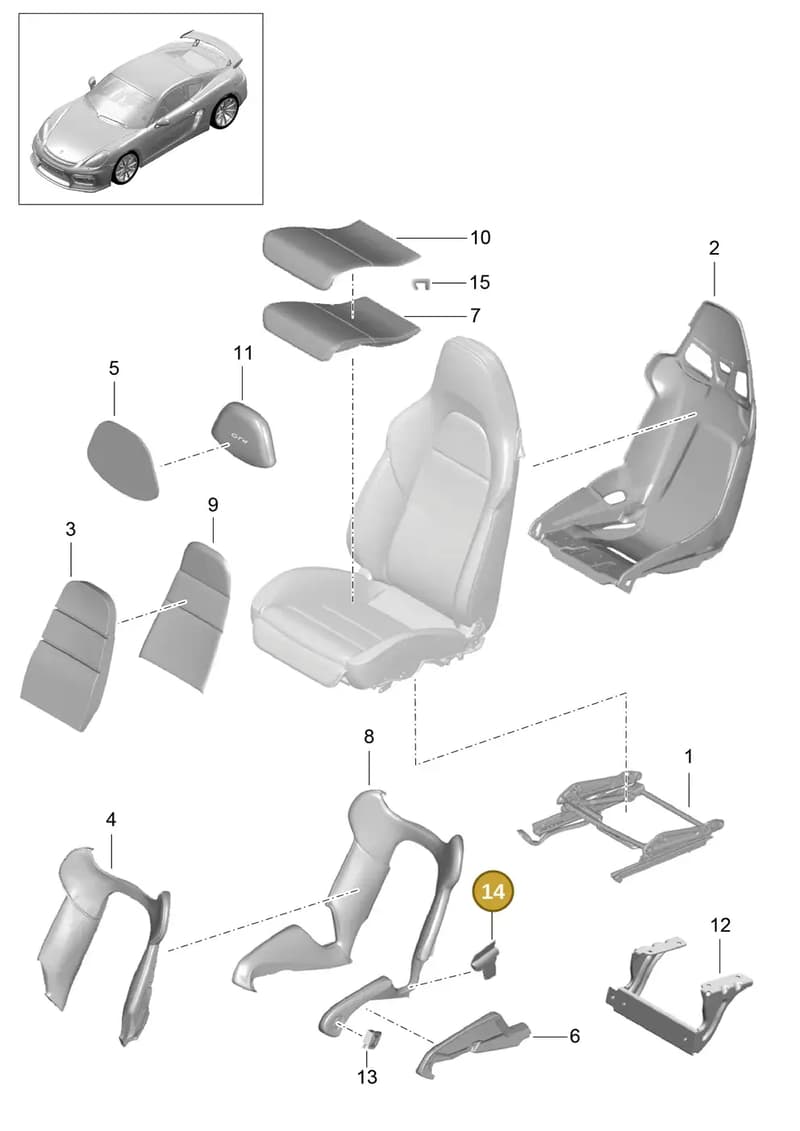 9P18818678YR — Porsche Cayman GT4 (2015-2016) diagram p45817060, position 14