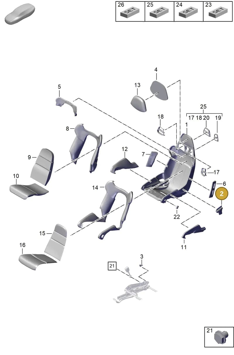 9P18818688YR — Porsche GT3 RS (2021-) diagram p57817340, position 2