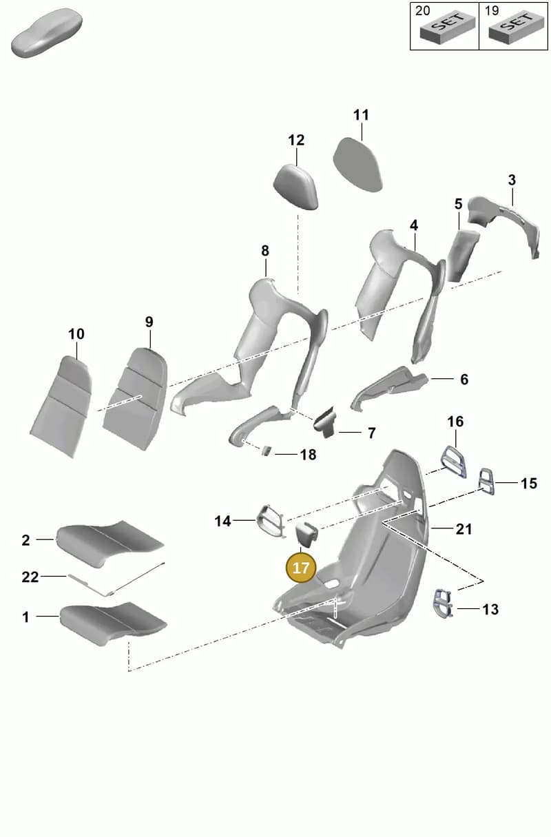 9P18828418YR — Porsche Cayman (2019-2022) diagram p54817300, position 17