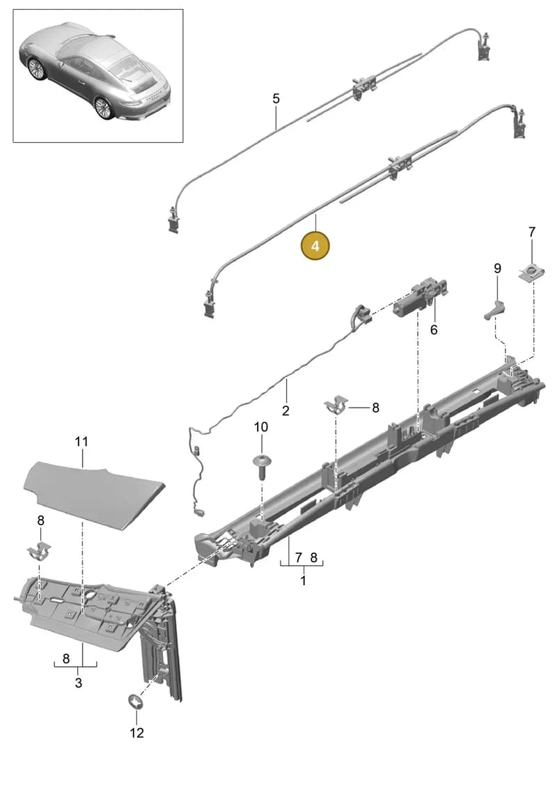 9P1898405 — Porsche 911 (2018-2024) diagram p47811050, position 4