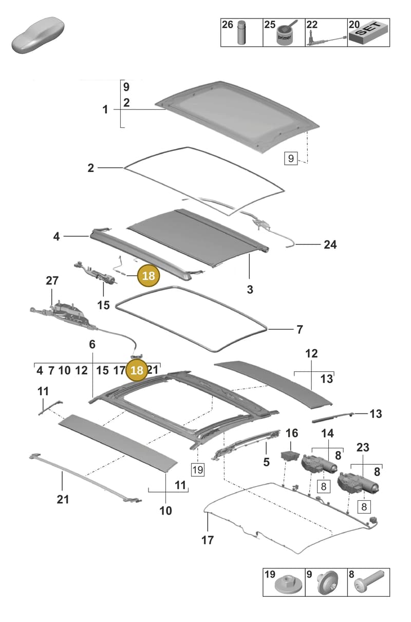 9P1898501 — Porsche 911 (2024-2025) diagram p53811050, position 18