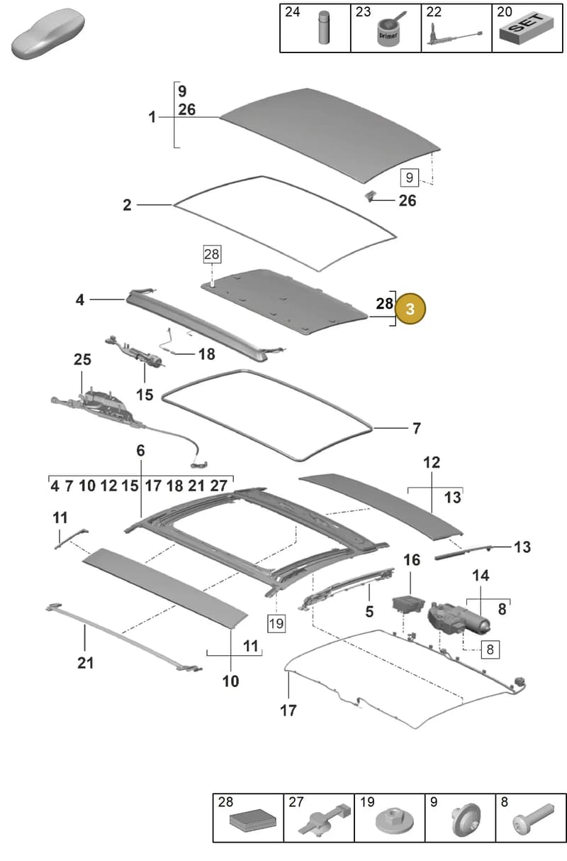 9P1898519BOX7 — Porsche 992 Sport Classic (2020-) diagram p53811000, position 3