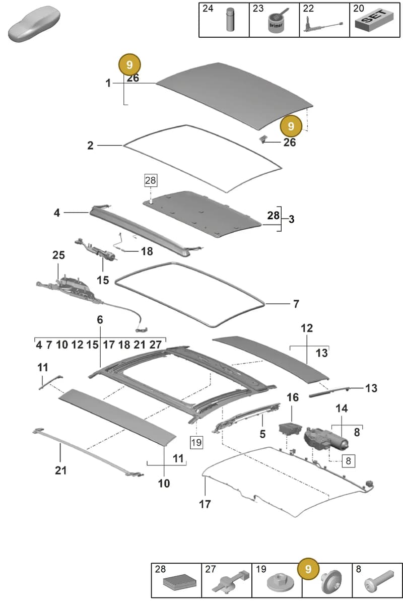 9P1898549 — Porsche 911 (2024-2025) diagram p53811000, position 9